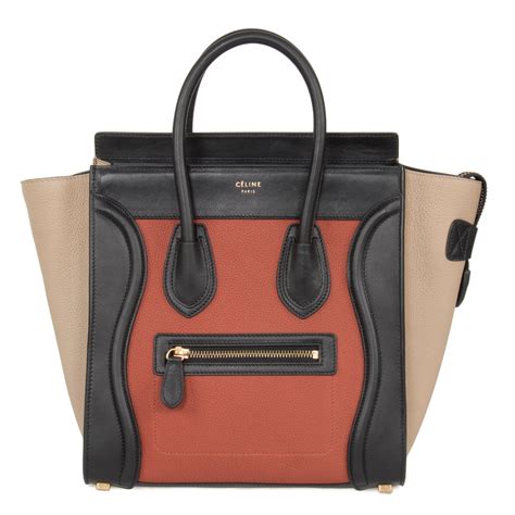 celine micro luggage tri color tote bag ราคา|celine mini luggage.